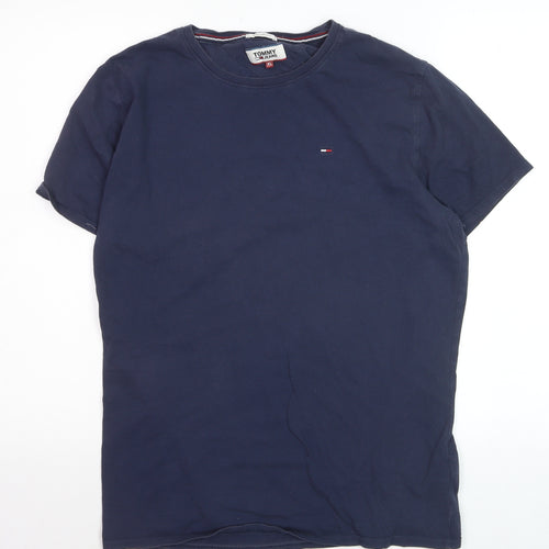 Tommy Jeans Men's Navy Blue XL Regular Fit Cotton T-Shirt