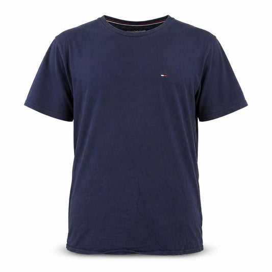 Front view of Tommy Jeans Men's Navy Blue XL Regular Fit Cotton T-Shirt