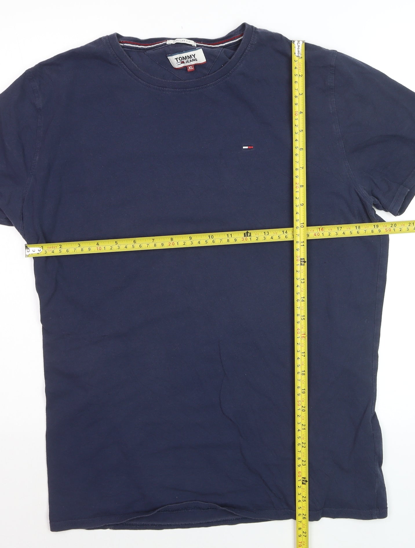 Tommy Jeans Men's Navy Blue XL Regular Fit Cotton T-Shirt