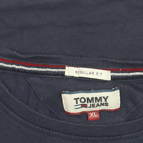 Tommy Jeans Men's Navy Blue XL Regular Fit Cotton T-Shirt