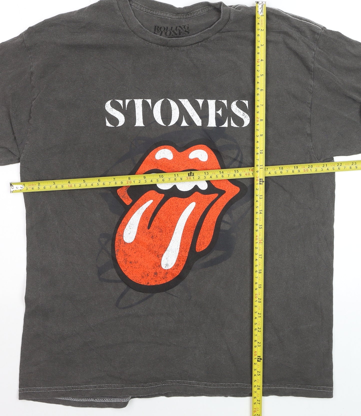 Rolling Stones Men's Grey Band Graphic Short Sleeve T-Shirt M
