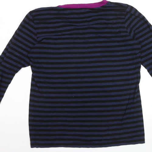 Jaeger Womens Blue Striped 3/4 Sleeve Jersey T-Shirt L