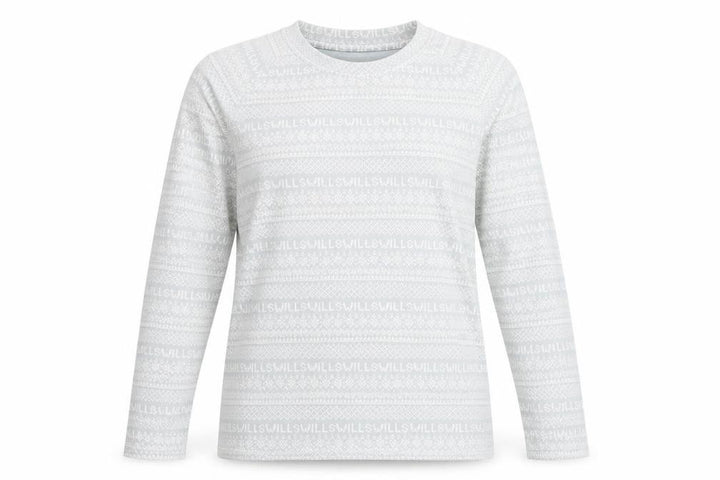 Jack Wills Women's Grey Fair Isle Long Sleeve Cotton T-Shirt UK 8
