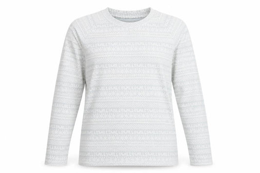 Front view of Jack Wills Women's Grey Fair Isle Long Sleeve Cotton T-Shirt UK 8