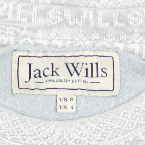 Jack Wills Women's Grey Fair Isle Long Sleeve Cotton T-Shirt UK 8