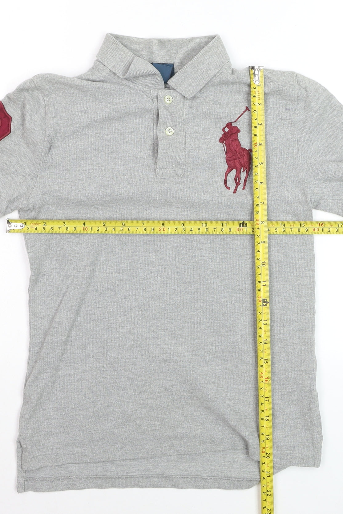 Ralph Lauren Boys Grey Polo Short Sleeve Shirt Size 10-12 Years