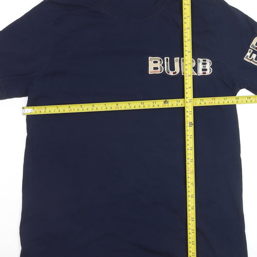 Burberry Men's Blue Cotton Logo T-Shirt Size L