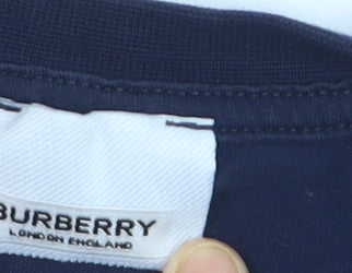 Burberry Men's Blue Cotton Logo T-Shirt Size L