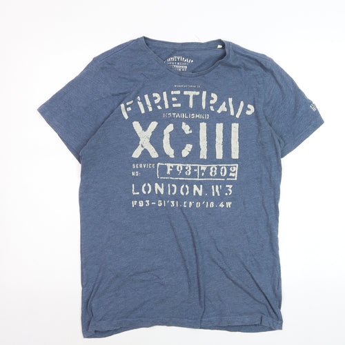 Firetrap Men's Blue Graphic Print T-Shirt Size M