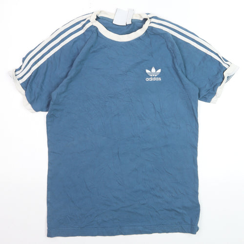 Adidas Men's Blue Crew Neck Short Sleeve Vintage Sports T-Shirt S