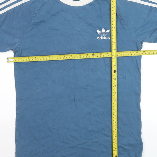 Adidas Men's Blue Crew Neck Short Sleeve Vintage Sports T-Shirt S