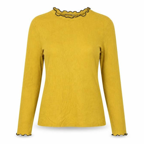 Zara Trafaluc Womens Yellow Ruffle High Neck Long Sleeve Top Size S