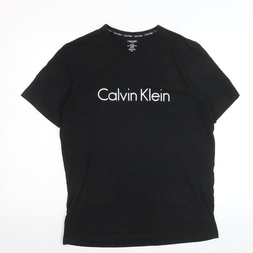 Calvin Klein Men’s Black Cotton Logo Crew Neck Short Sleeve T-Shirt M