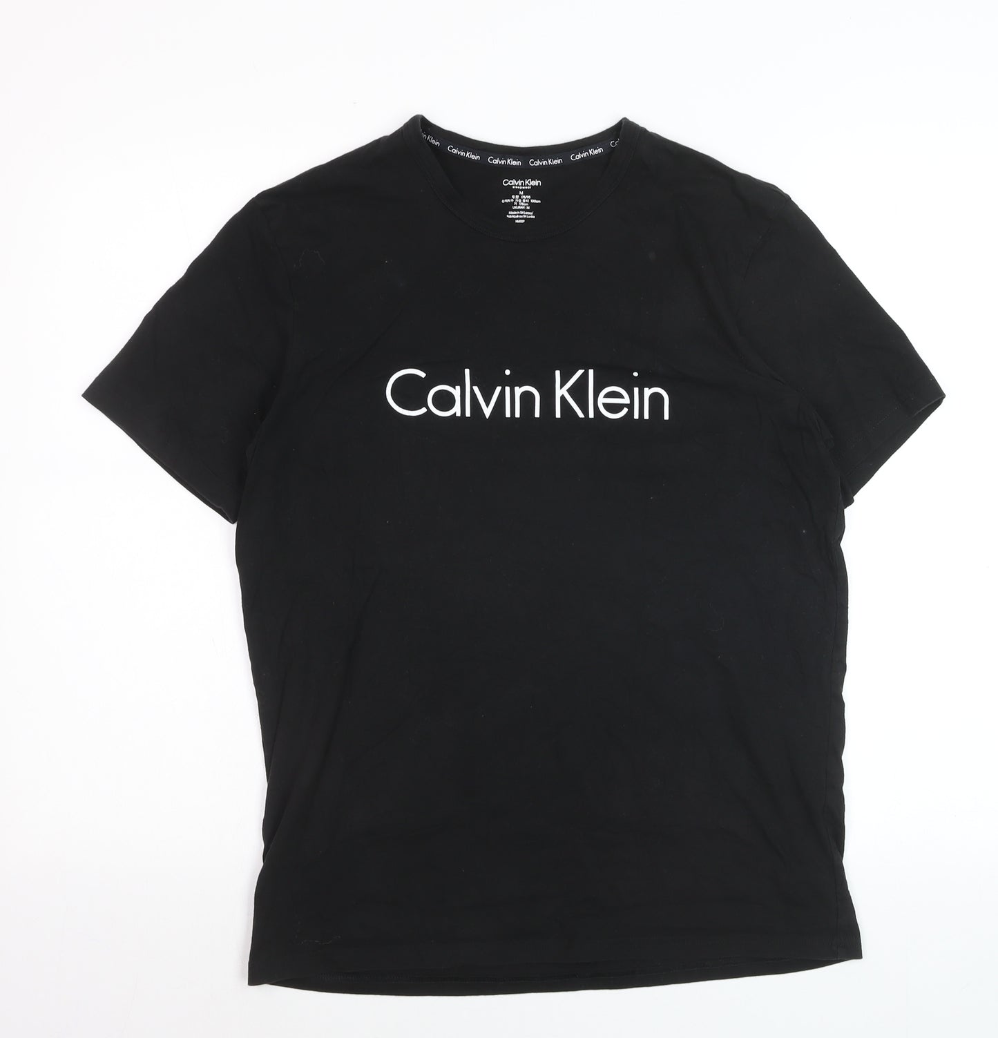 Calvin Klein Men’s Black Cotton Logo Crew Neck Short Sleeve T-Shirt M