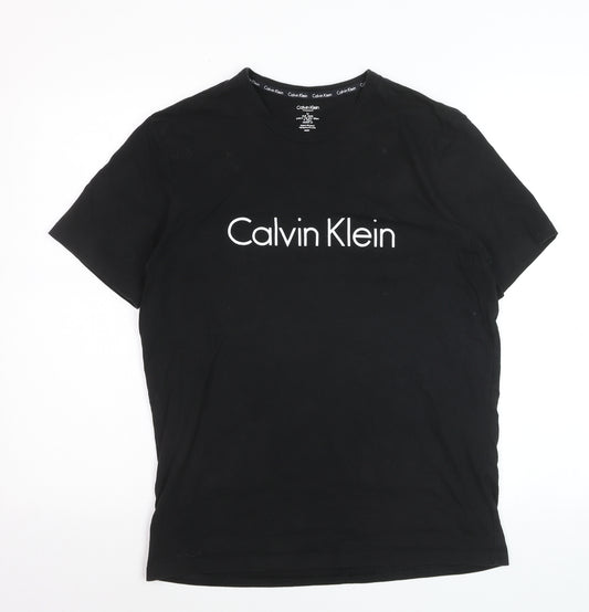 Calvin Klein Men’s Black Cotton Logo Crew Neck Short Sleeve T-Shirt M