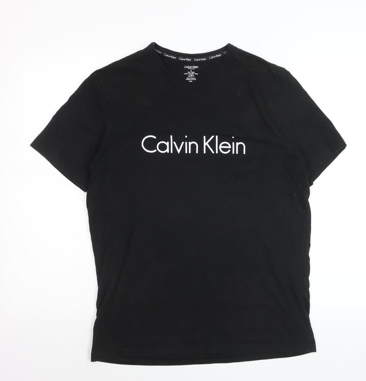 Calvin Klein Men’s Black Cotton Logo Crew Neck Short Sleeve T-Shirt M
