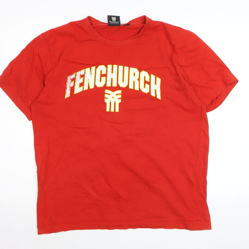 Fenchurch Men's Red Cotton Graphic Logo T-Shirt Size L