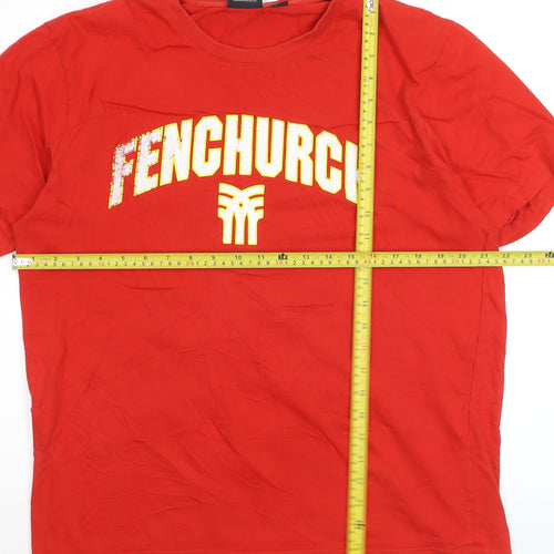 Fenchurch Men's Red Cotton Graphic Logo T-Shirt Size L