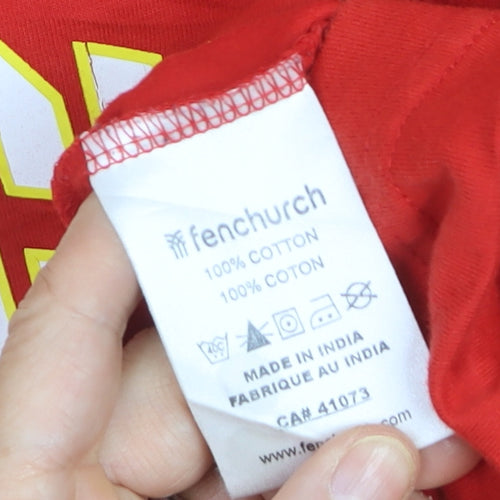 Fenchurch Men's Red Cotton Graphic Logo T-Shirt Size L