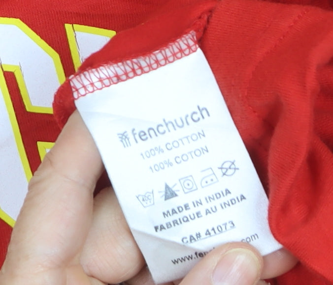 Fenchurch Men's Red Cotton Graphic Logo T-Shirt Size L