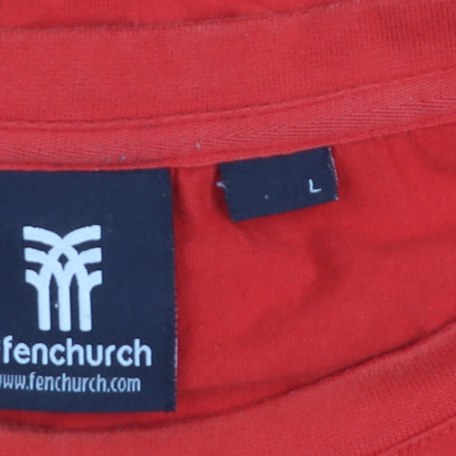 Fenchurch Men's Red Cotton Graphic Logo T-Shirt Size L