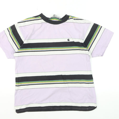 Carhartt Men's Multicoloured Striped Cotton Crew Neck T-Shirt XS
