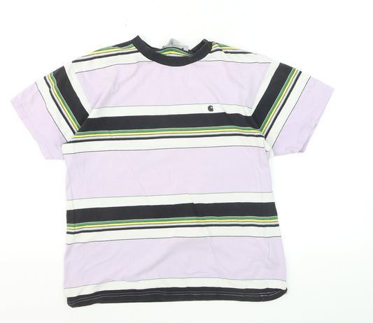 Carhartt Men's Multicoloured Striped Cotton Crew Neck T-Shirt XS