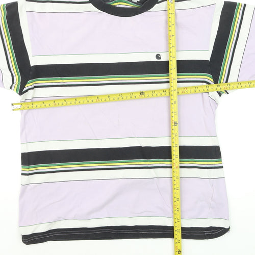 Carhartt Men's Multicoloured Striped Cotton Crew Neck T-Shirt XS