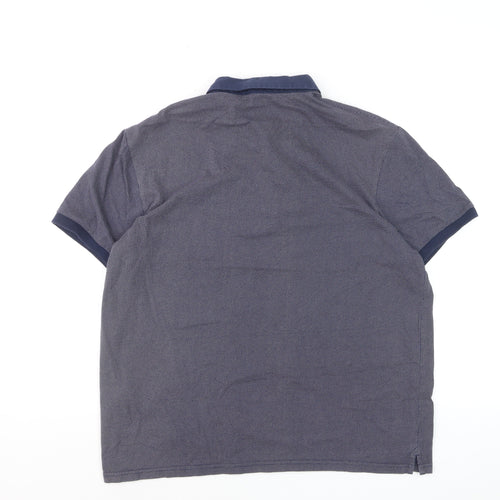 Ben Sherman Men's Blue Geometric Cotton Polo Shirt XL