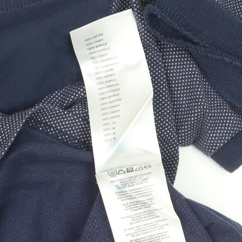 Ben Sherman Men's Blue Geometric Cotton Polo Shirt XL