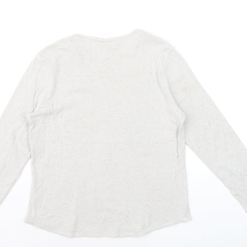 Marks & Spencer Women’s Ivory Long Sleeve Crew Neck Cotton Jersey Top Size 12