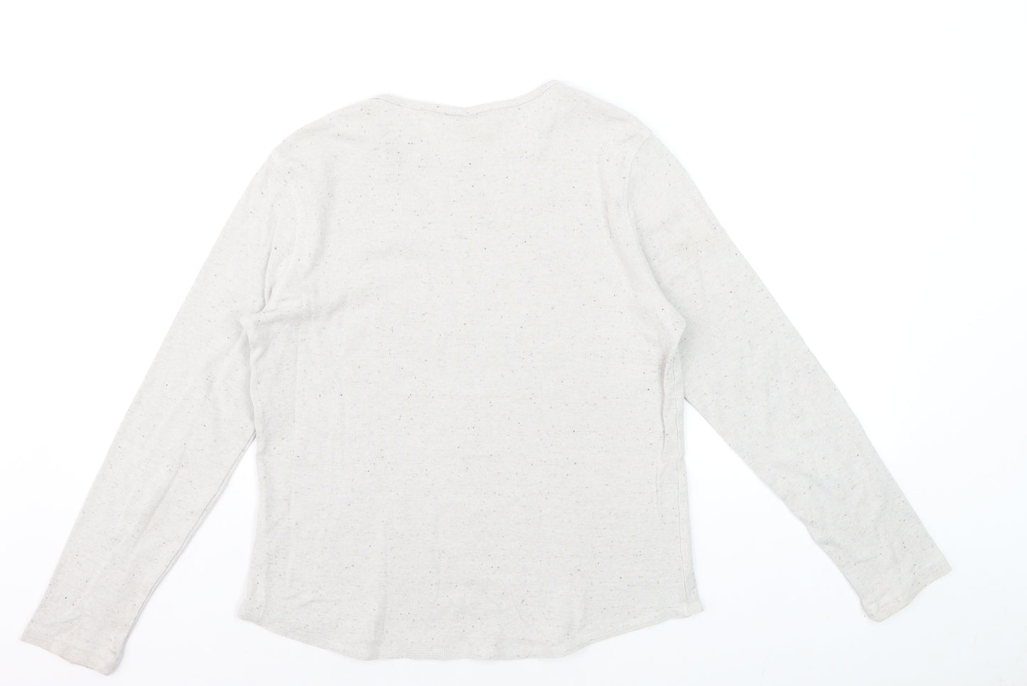 Marks & Spencer Women’s Ivory Long Sleeve Crew Neck Cotton Jersey Top Size 12