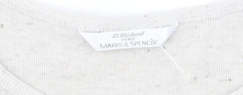 Marks & Spencer Women’s Ivory Long Sleeve Crew Neck Cotton Jersey Top Size 12