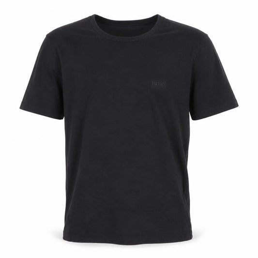 Front view of Hugo Boss Men's Black Cotton Crew Neck Short Sleeve T-Shirt M