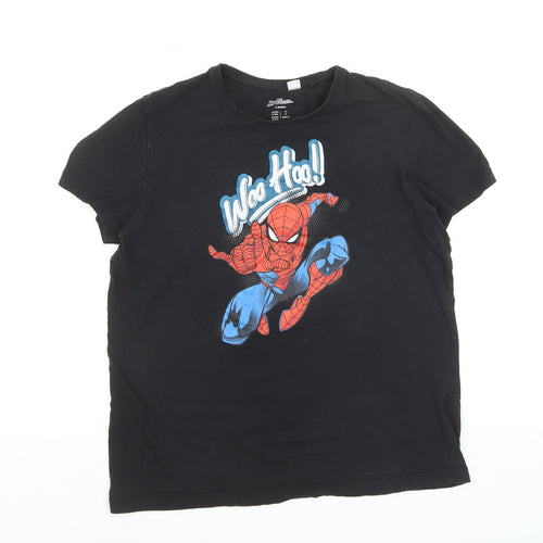 Marvel Spider-Man Boys Black Cotton Graphic T-Shirt 12-13 Years