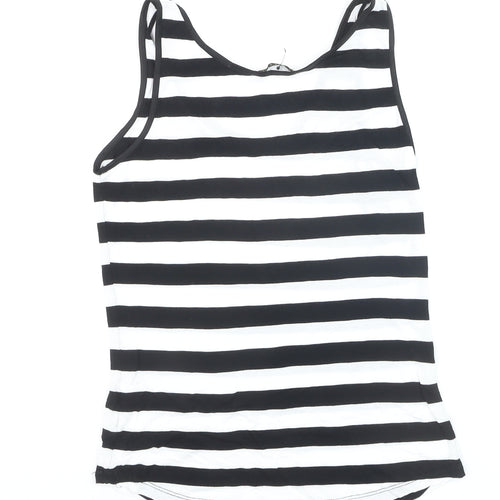 Oasis Women's Black and White Striped Tank Top Size M