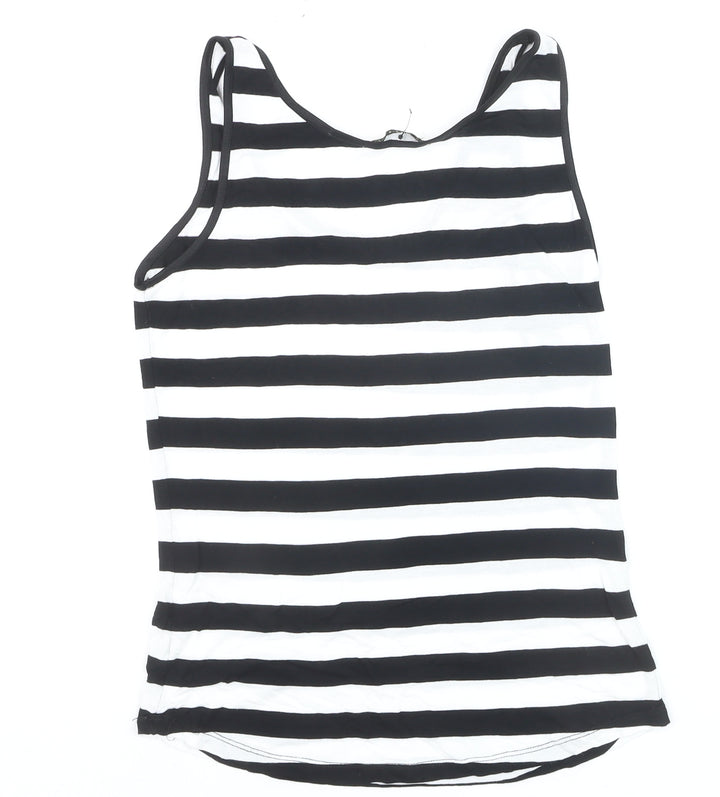 Oasis Women's Black and White Striped Tank Top Size M