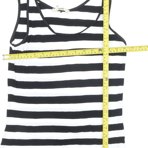Oasis Women's Black and White Striped Tank Top Size M