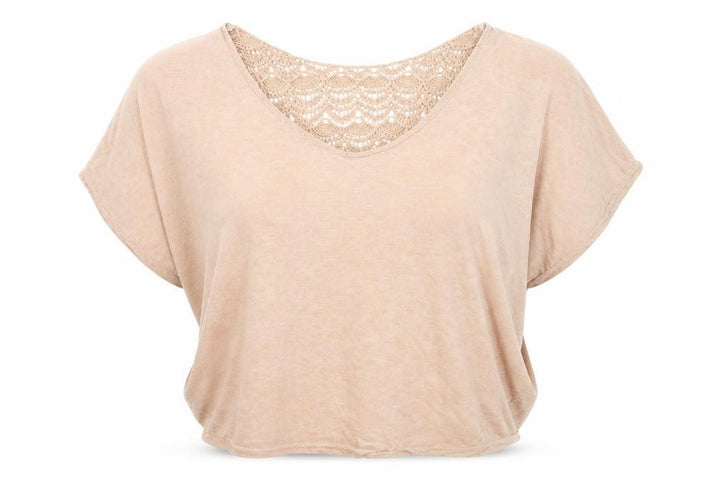 Miss Selfridge Women's Beige Crochet Cropped Blouse Size 14