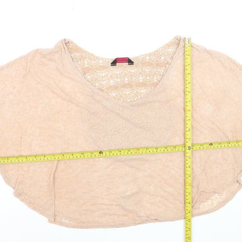 Miss Selfridge Women's Beige Crochet Cropped Blouse Size 14