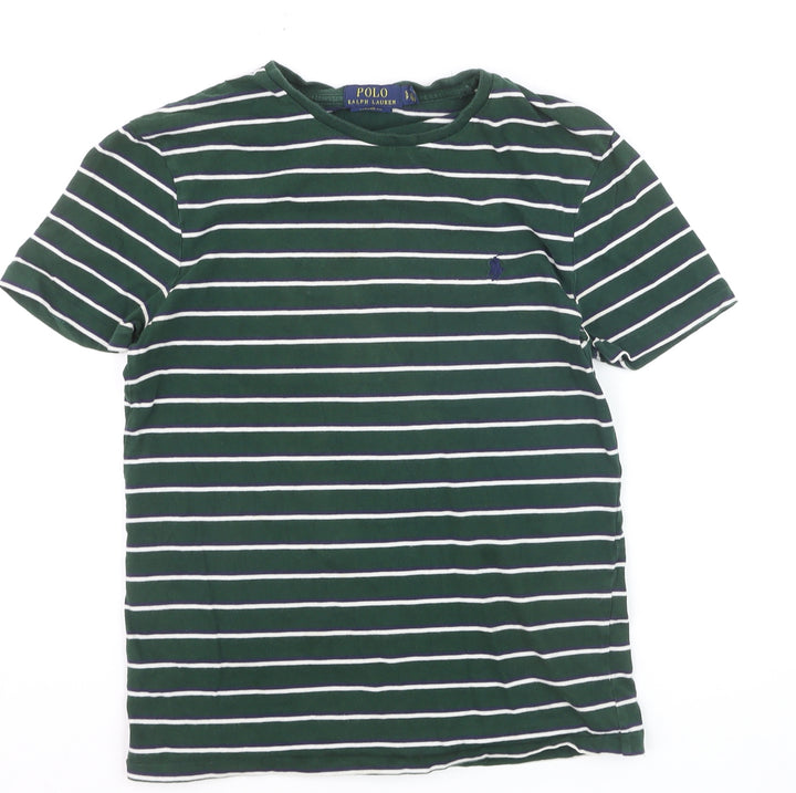 Ralph Lauren Men's Green Striped Classic Fit Cotton T-Shirt Size S