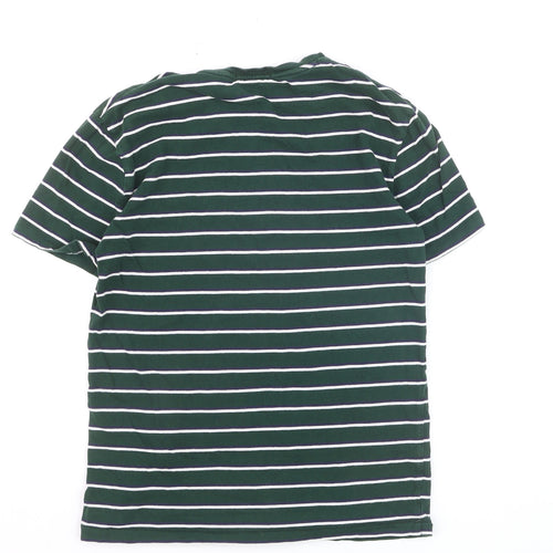 Ralph Lauren Men's Green Striped Classic Fit Cotton T-Shirt Size S