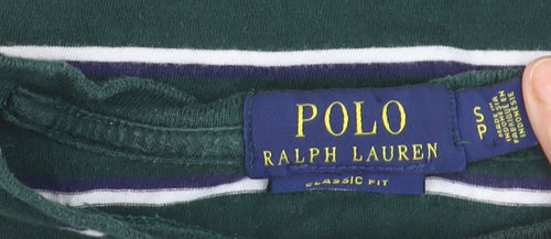 Ralph Lauren Men's Green Striped Classic Fit Cotton T-Shirt Size S