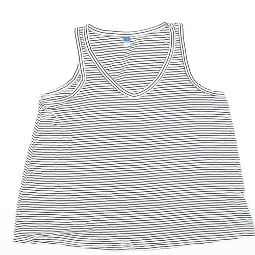 Old Navy Women's Black Striped V-Neck Luxe Tank Top XL