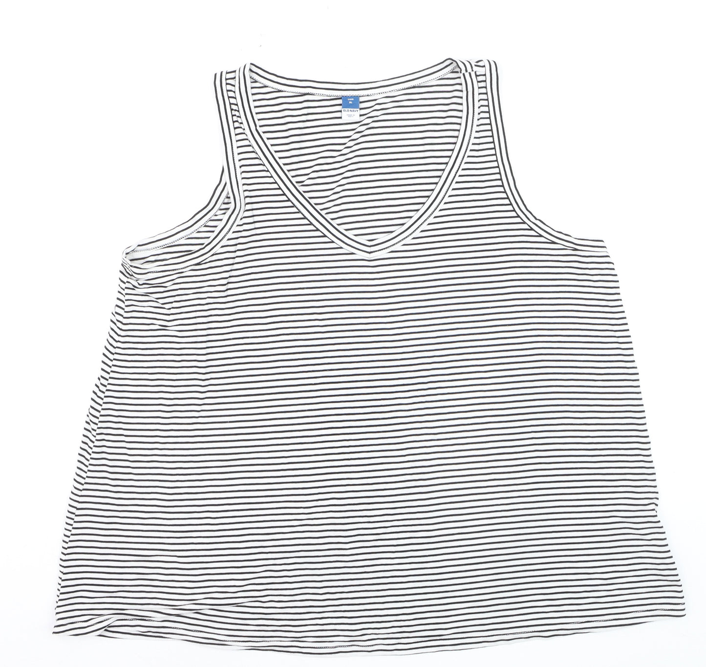 Old Navy Women's Black Striped V-Neck Luxe Tank Top XL