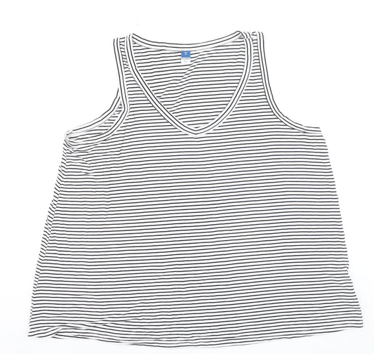 Old Navy Women's Black Striped V-Neck Luxe Tank Top XL