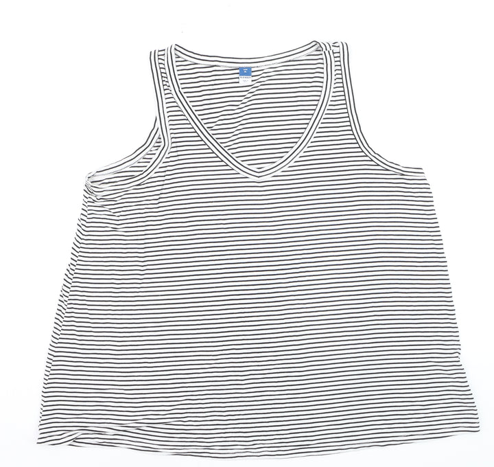 Old Navy Women's Black Striped V-Neck Luxe Tank Top XL