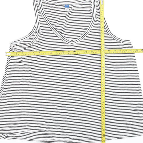 Old Navy Women's Black Striped V-Neck Luxe Tank Top XL
