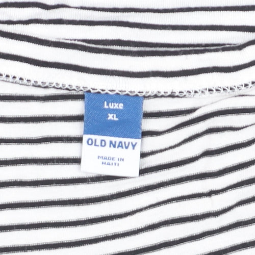 Old Navy Women's Black Striped V-Neck Luxe Tank Top XL