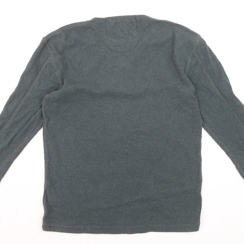 Superdry Men’s Green Long Sleeve Henley Top Size L Cotton Casual